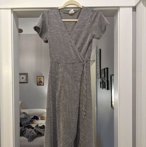 Caution to the Wind Striped faux Wrap Dress